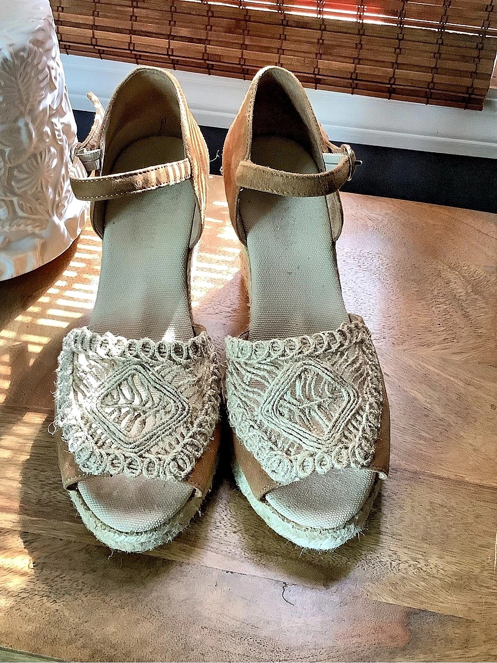 Castañer Carol Wedge Espadrille Sandals Cream & Brown